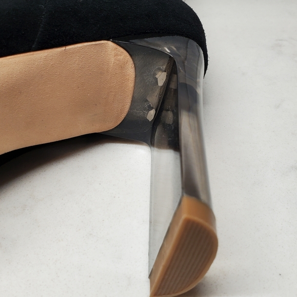 Bill Blass Inez Black Suede Clear Heel Booties Boots (Size 6 US) - NWOT - Picture 8 of 10